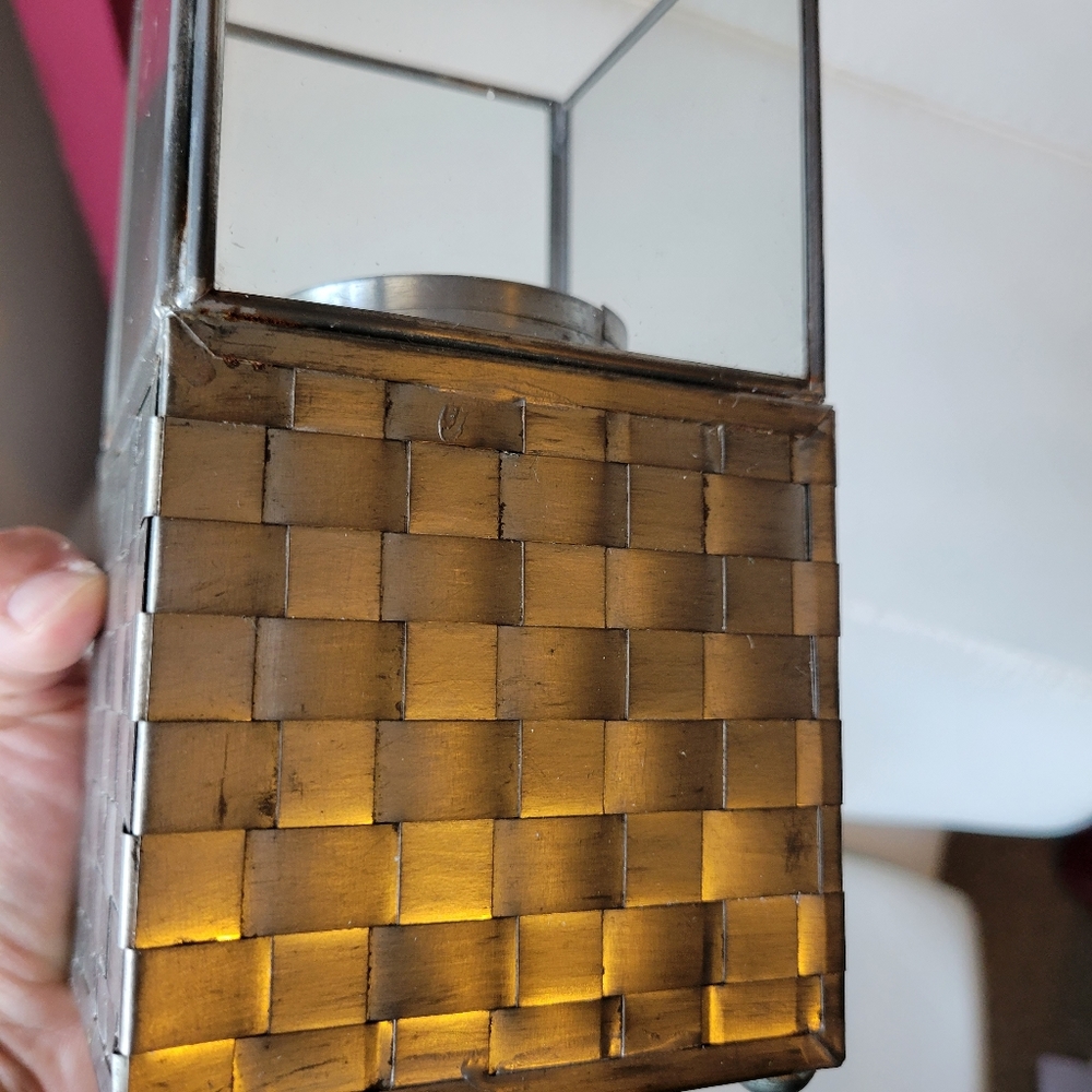 2 NIB Iron & Glass Basket Weave Candle Holders ~ Made in Mexico ~ Pretty! - Picture 13 of 16